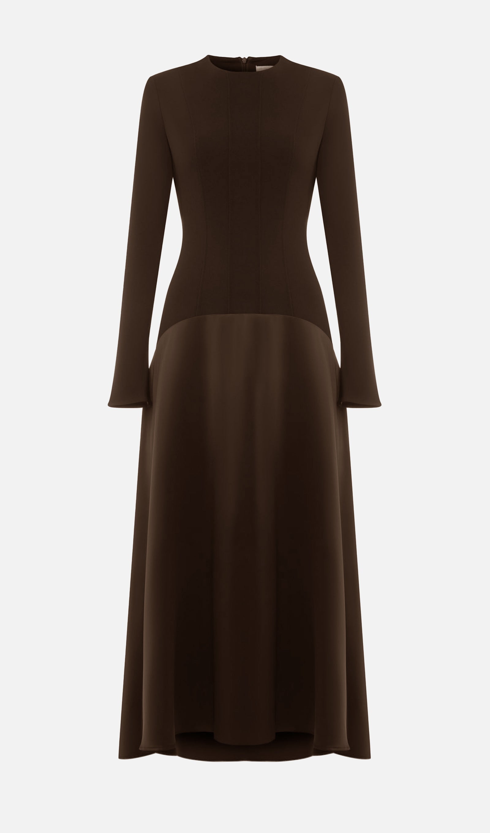 Knitted Satin Maxi Dress -Coffee