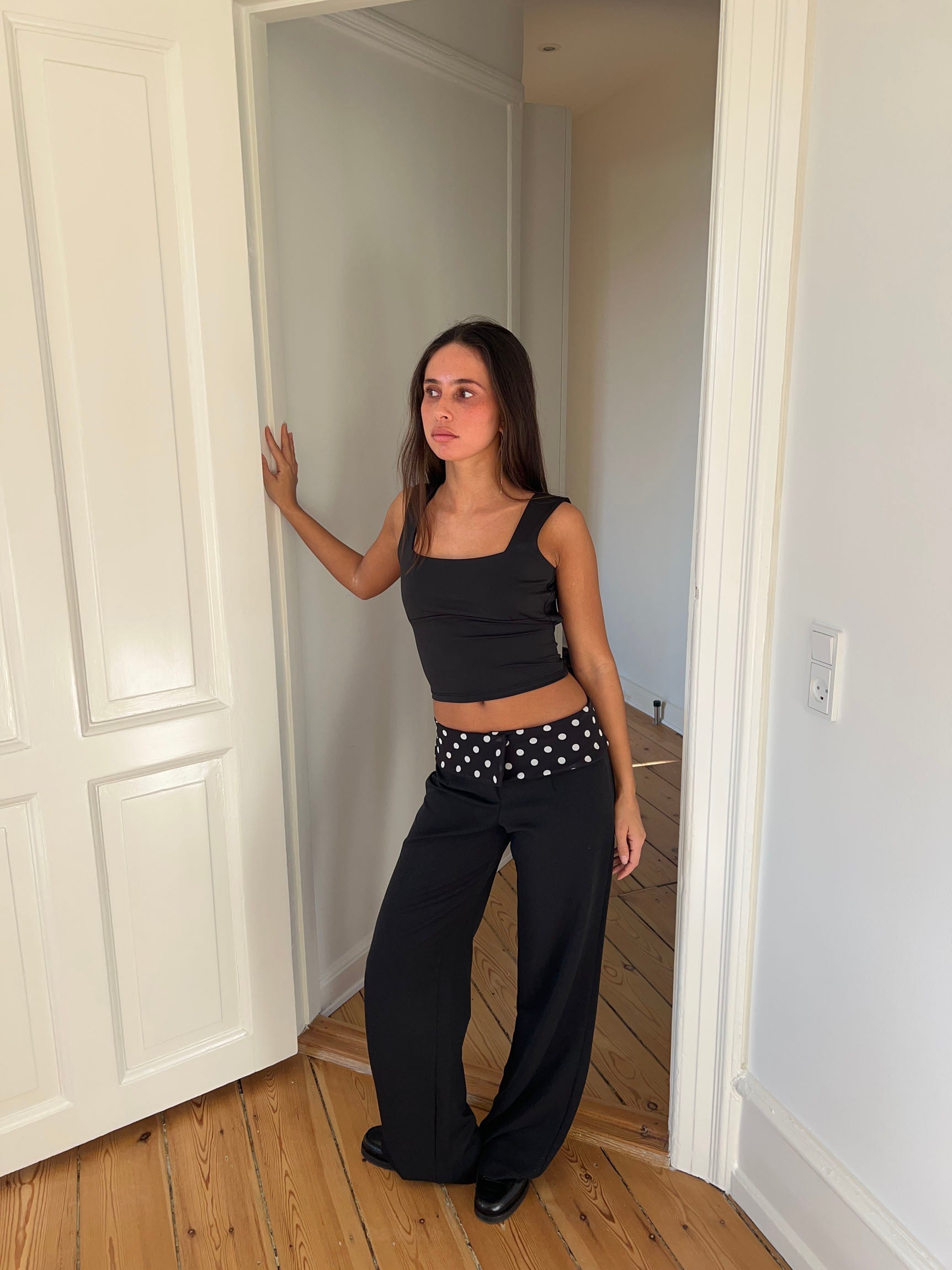 Calsia suit pants with polka dotted trim - Black