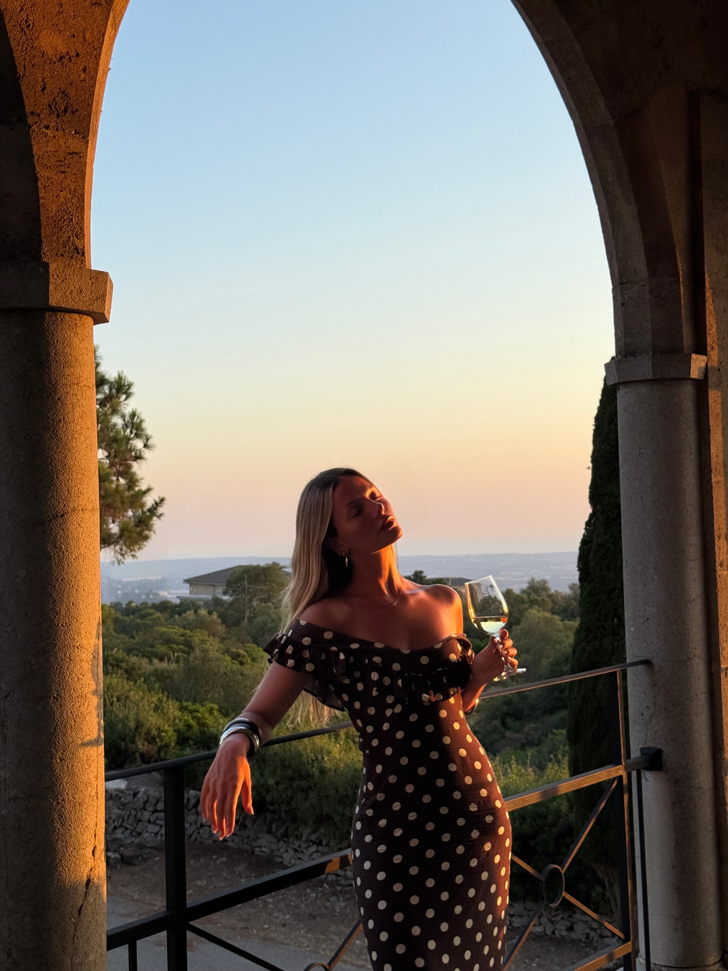 Luna dress with polka dots - Brown/yellow