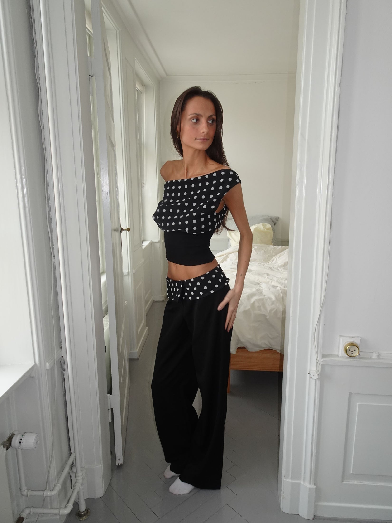 Calsia suit pants with polka dotted trim - Black