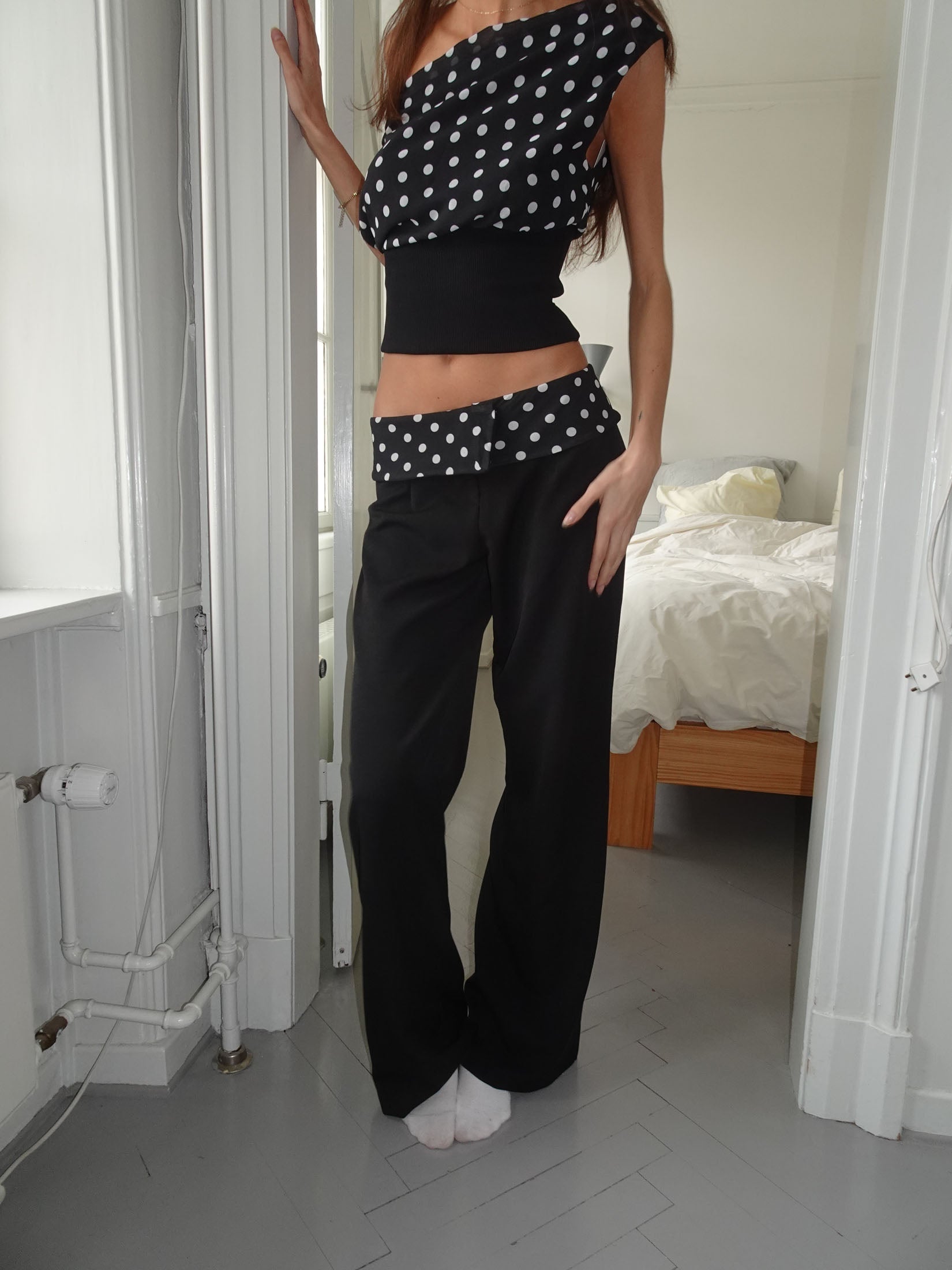 Calsia suit pants with polka dotted trim - Black