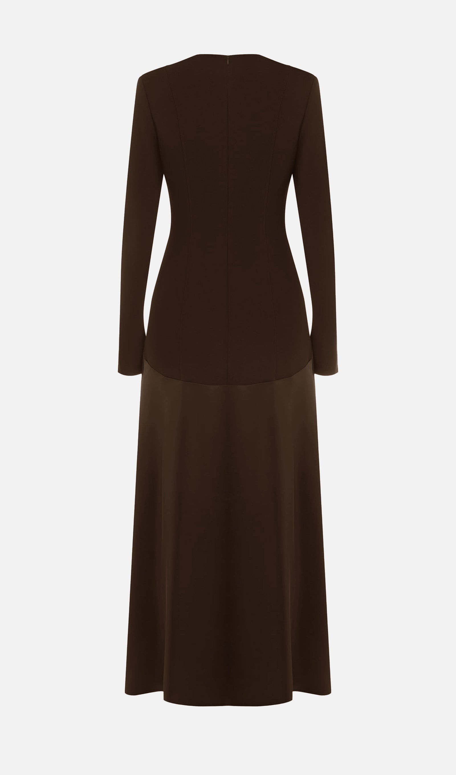Knitted Satin Maxi Dress -Coffee