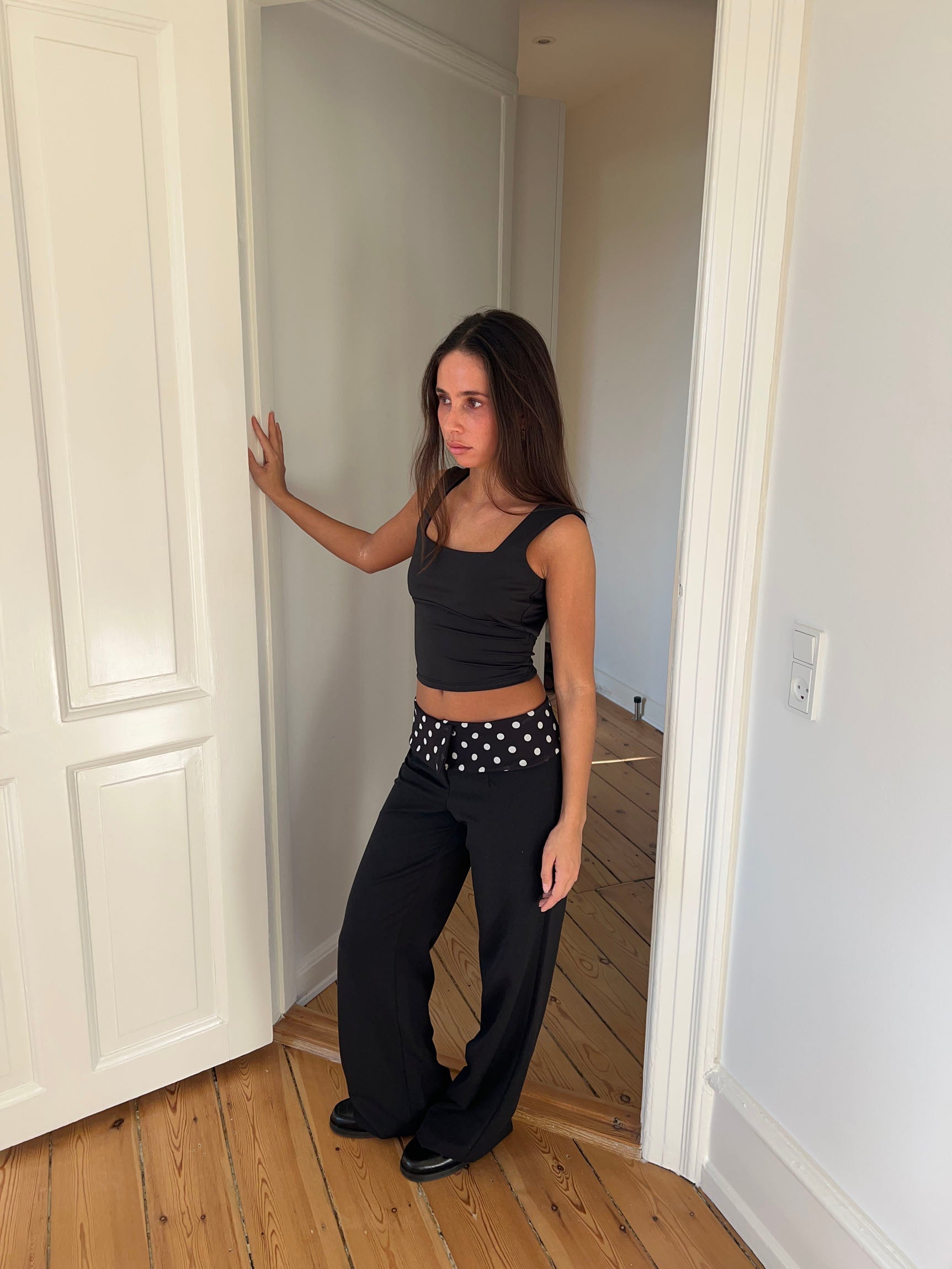 Calsia suit pants with polka dotted trim - Black