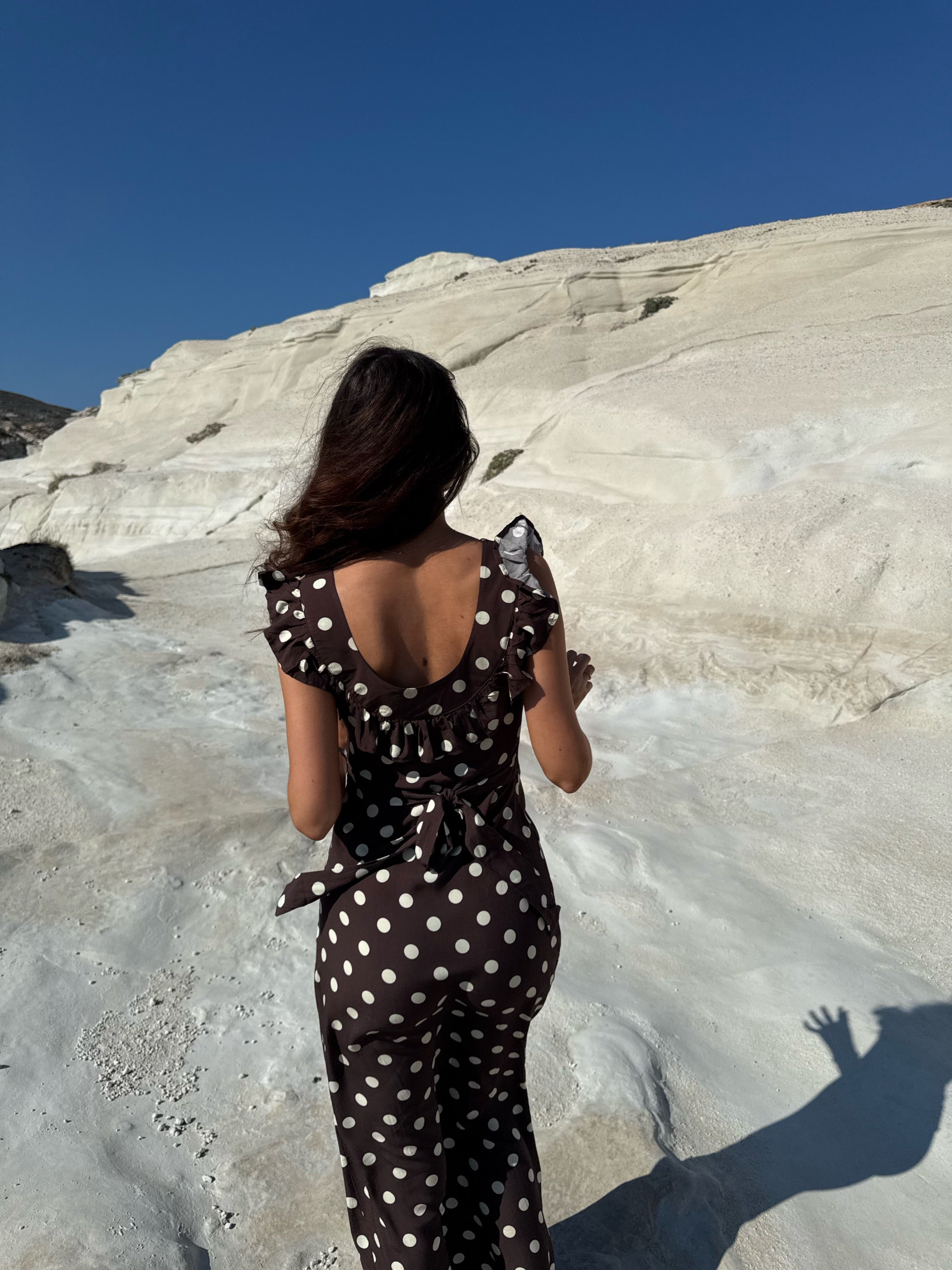 Luna dress with polka dots - Brown/yellow